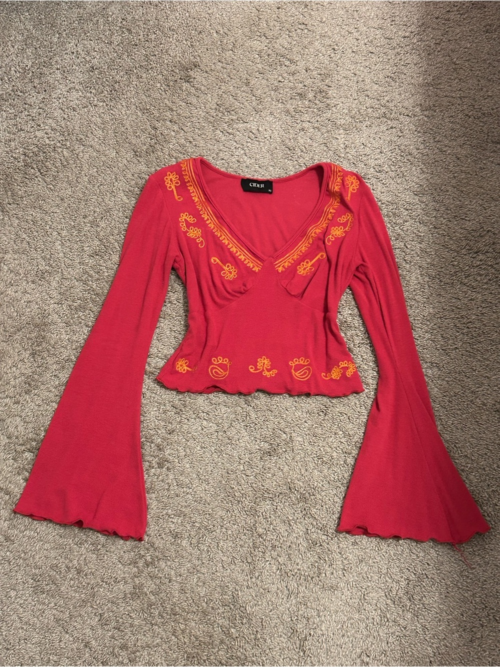 Cider bell sleeve hot pink long sleeve top